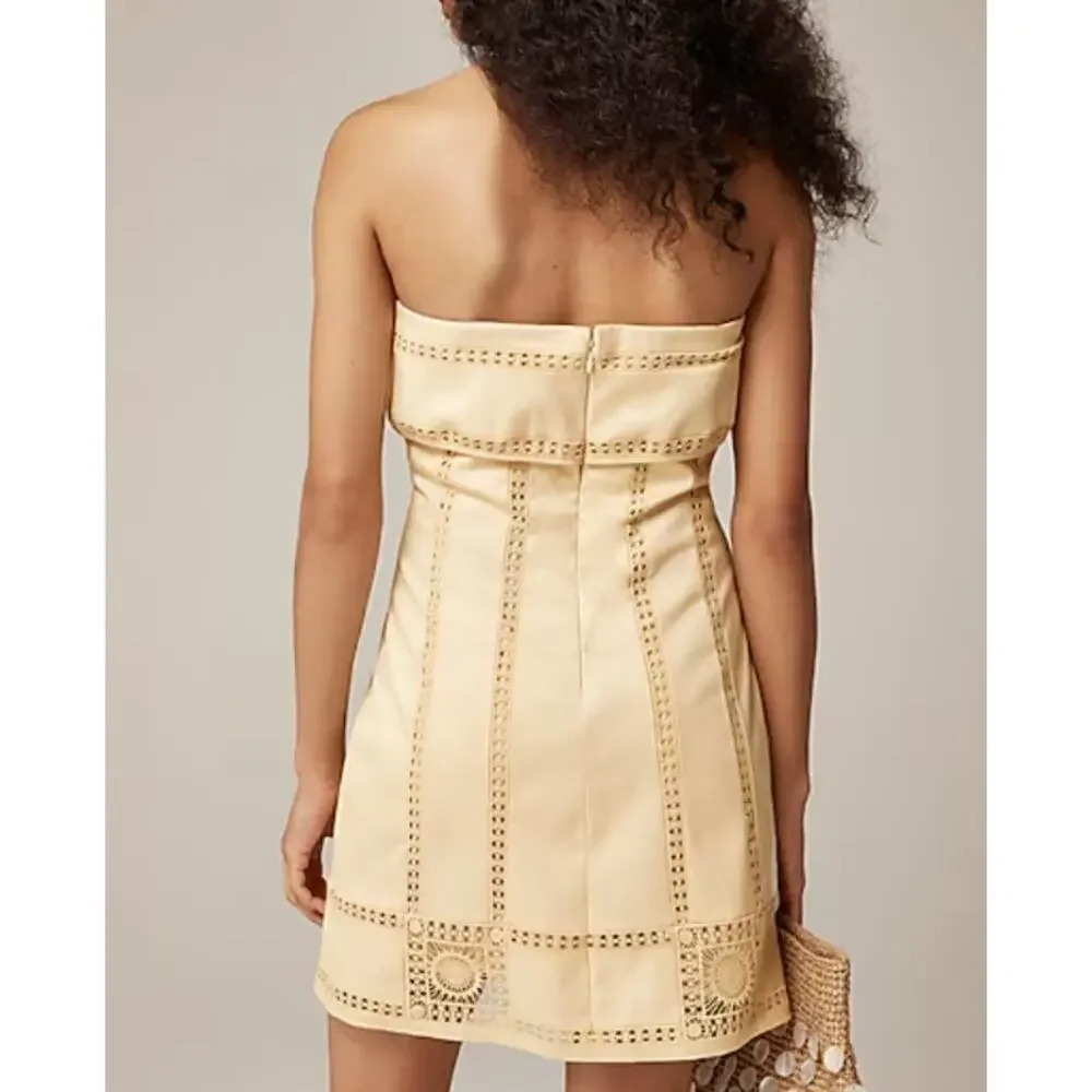 J Crew Crochet Panel Dress 18 NWT Yellow Tan Biege CL647 J.Crew Boho Western